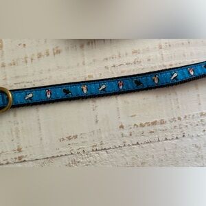 Playful Penguin Blue Dog Collar and leash set XS
